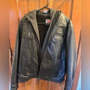 Men’s Levi’s faux leather hooded trucker jacket